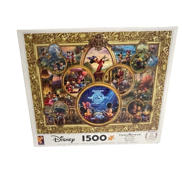 Ceaco Disney Thomas Kinkade 1500 Piece Jigsaw Puzzle Mickey Mouse Theme Complete - Picture 11 of 13